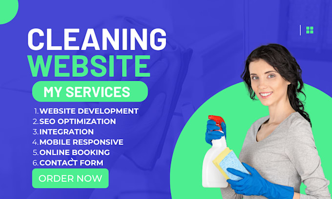 Gig Preview - Design cleaning website, cleaning service, house cleaning,  office cleaning,