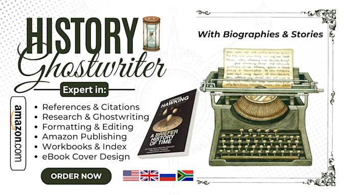 Gig Preview - Write history ebook, biography, workbook, ebook writer, history course, tella