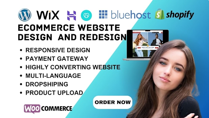 Gig Preview - Design webstore, wix, godaddy, hostinger website, shopify, wix ecommerce website