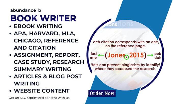 Gig Preview - Be book writer do apa harvard mla chicago articles book reference and citation