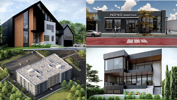 Bestseller - design 3d exterior house render commercial building plan,architectural animation