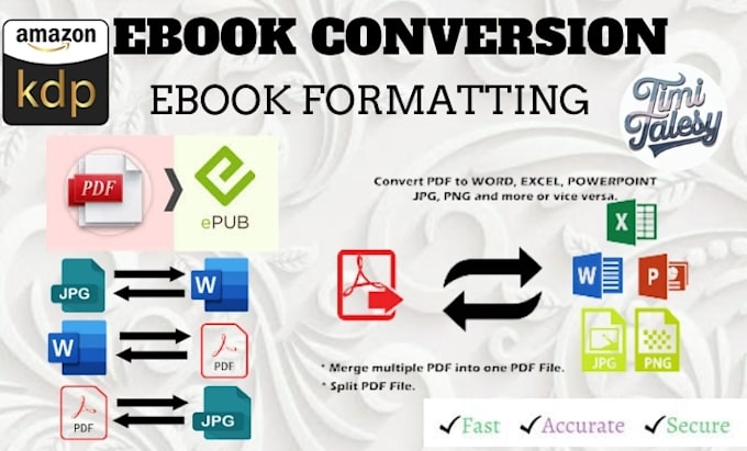 Gig Preview - Convert pdf to epub ebook pdf to kindle ebook kpf  to ebup ebook conversion