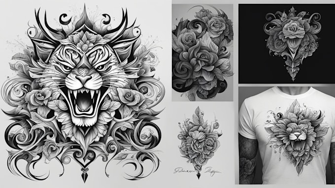 Gig Preview - Create dope black and white tattoo design