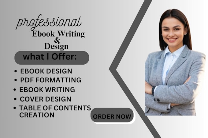 Gig Preview - Design and write an ebook, ebook formating, ebook design and cover design