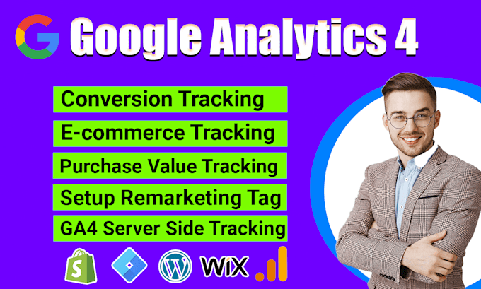 Gig Preview - Setup ga4 ecommerce tracking, google analytics 4, ads conversion tracking by GTM