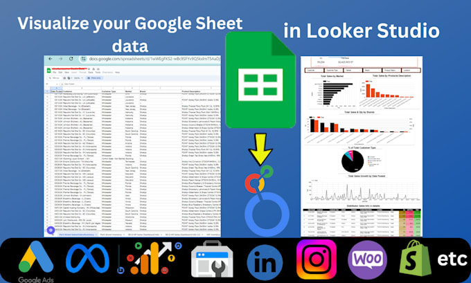 Gig Preview - Visualize your google sheets and other sources data in looker studio dashboard