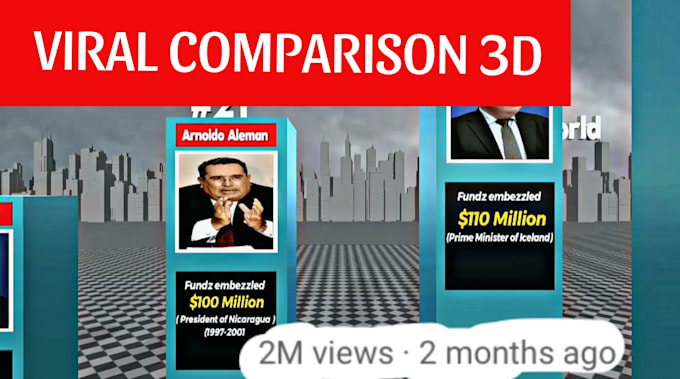 Gig Preview - Make viral comparison 3d pillars video