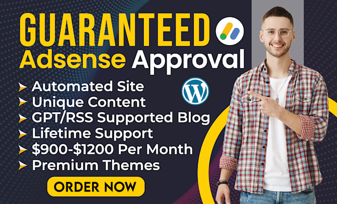 Gig Preview - Develop google adsense approved websites on wordpress