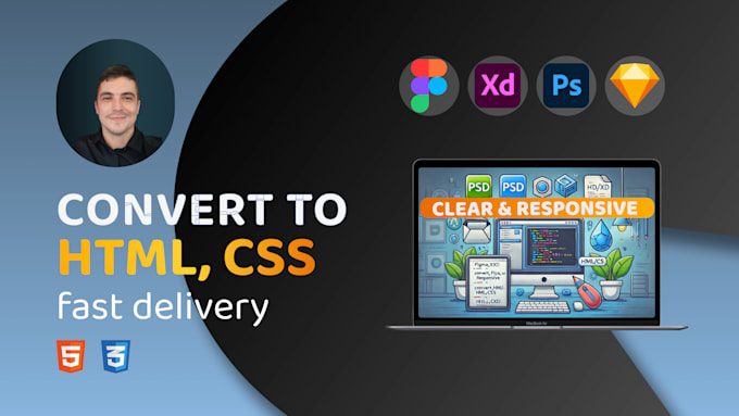 Gig Preview - Convert your PSD, figma or xd designs to responsive HTML CSS