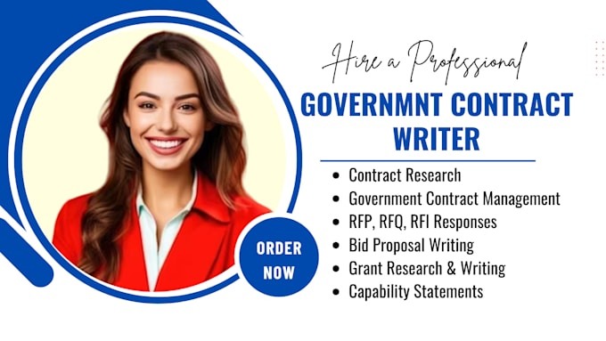 Gig Preview - Write or research government contract, rfq proposal, rfp, bid proposal writing