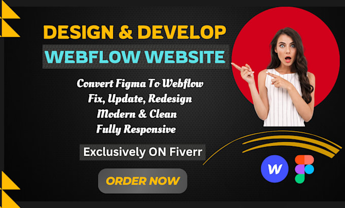 Gig Preview - Design or develop webflow website, figma to webflow, webflow expert