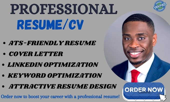 Gig Preview - Write a  professional ats friendly resume, cv, cover letter and linkedin SEO