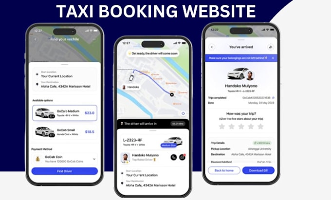 Gig Preview - Develop taxi booking, rideshare, uber clone, lyft, ola, careem, demand websites