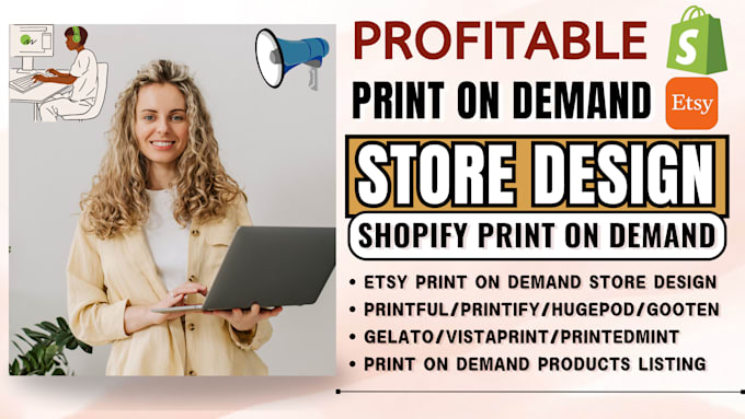 Gig Preview - Do etsy shopify print on demand shopify pod etsy shop set up