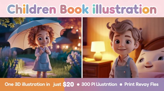 Gig Preview - Design child book illustration, storybook, childrens picture book illustrator