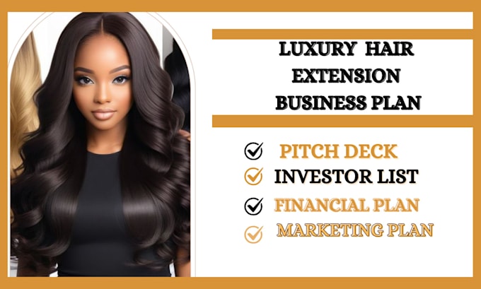 Gig Preview - Luxurious hair extension store business plan UK US  hair extension pitch deck