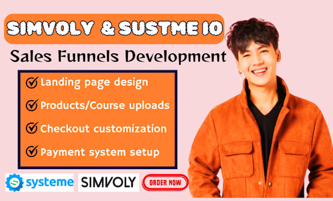 Gig Preview - Do simvoly, systeme io salesfunnels redesign,order landing page,checkout fixing