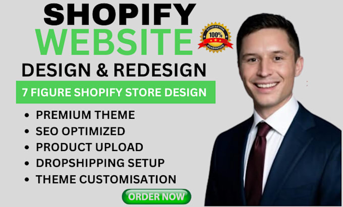 Gig Preview - Do shopify website redesign, shopify website design, shopify dropshipping store