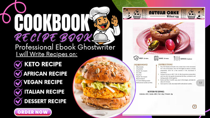 Gig Preview - Create recipe book, cookbook, recipes, meal plan, cookbook design, food recipe