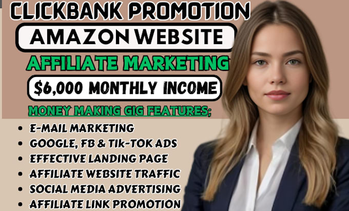 Gig Preview - Build amazon website clickbank promotion, affiliate marketing sales funnel