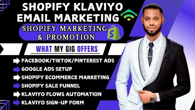 Gig Preview - Do shopify klaviyo email marketing, ecommerce store promotion shopify sales