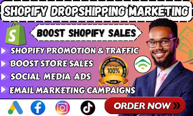 Gig Preview - Do shopify ecommerce store promotion to boost sales, dropshipping marketing