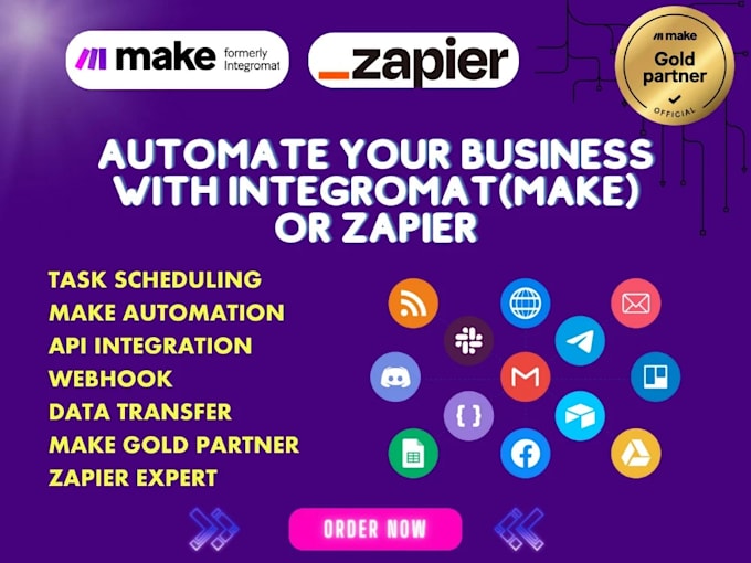 Gig Preview - Advanced integrations and workflows with make integromat