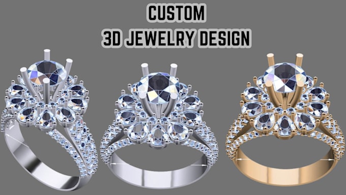 Gig Preview - Do amazing 3d jewelry design realistic rendering jewelry cad 3d model design