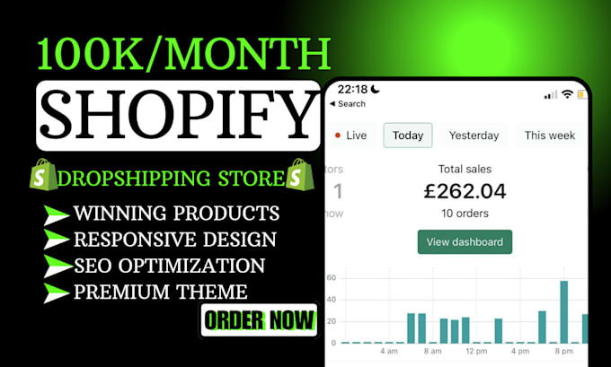 Gig Preview - Create shopify dropshipping store shopify store design  shopify website redesign