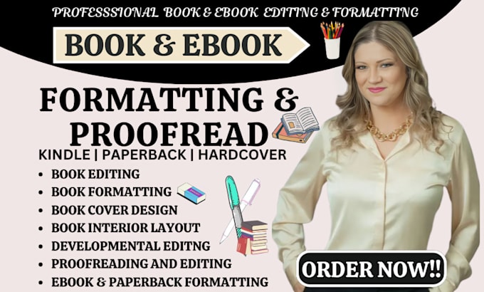 Gig Preview - Do book formatting cover layout design amazon KDP kindle paperback kdp proofread