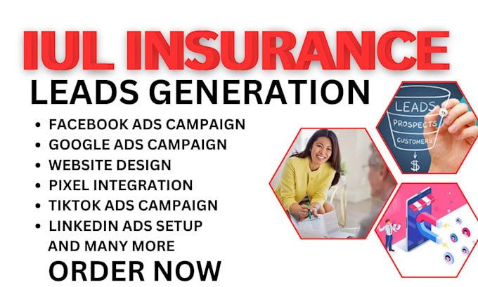 Gig Preview - Iul insurance leads insurance leads facebook ads campaign google ads campaign