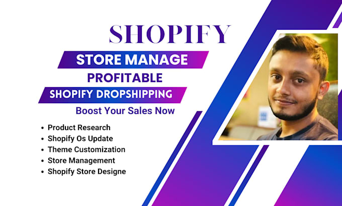 Gig Preview - Manage your shopify store, shopify store manager