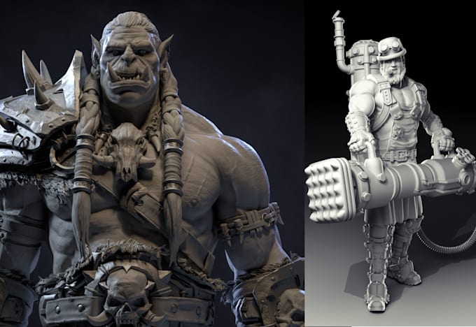 Gig Preview - 3d character modeling miniature warhammer 3d sculpture for 3d printing zbrush