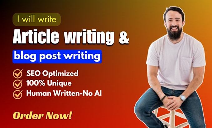 Gig Preview - Write article writing and blog post writing within 24 hours