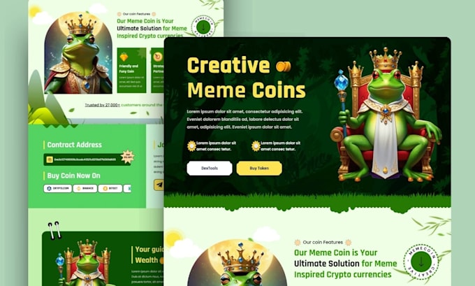 Gig Preview - Meme coin website memecoin landing page memecoin website crypto pepe website