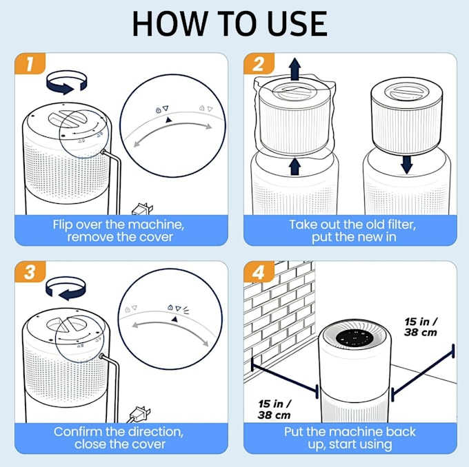 Gig Preview - Create a step by step instruction manual in line art for your product