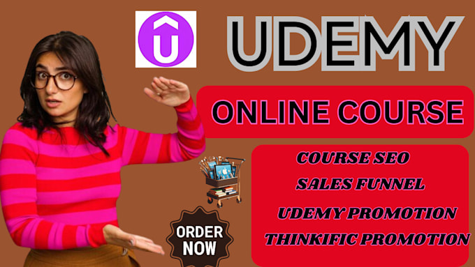 Gig Preview - Promote udemy, thinkific, kajabi online course marketing sales funnel