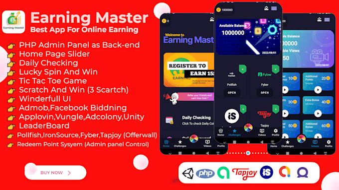 Gig Preview - Earning master  android rewards earning app with admin panel