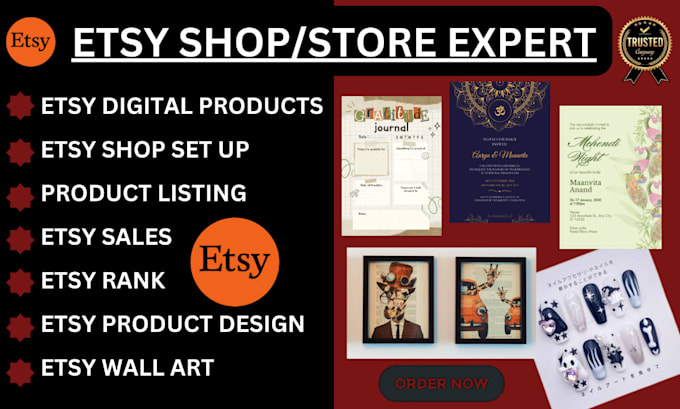 Gig Preview - Set up etsy shop digital products etsy sales, rank  etsy SEO