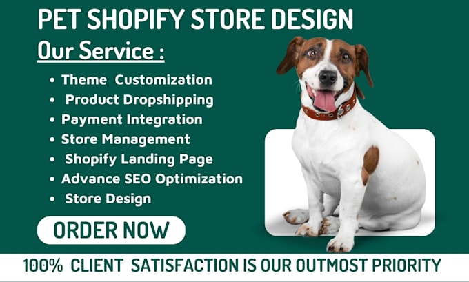 Gig Preview - Design pet shopify store pet website pet store dropshipping website