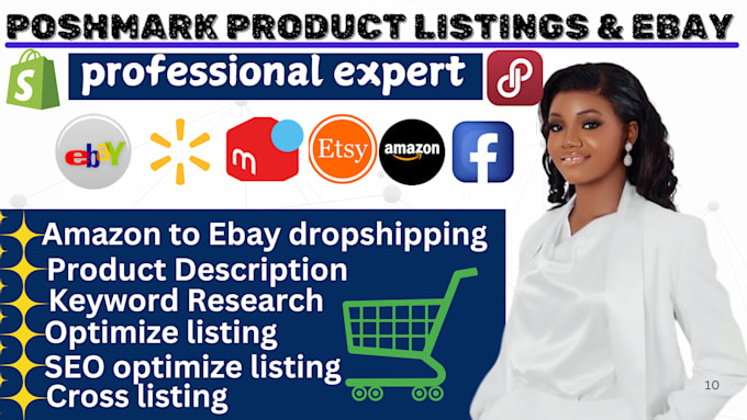 Gig Preview - Do ebay listing poshmark product upload poshmark draft listing product research