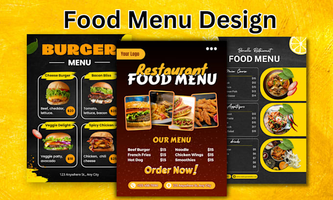 Gig Preview - Design canva food menu, restaurant menu, digital menu, menu board, price list