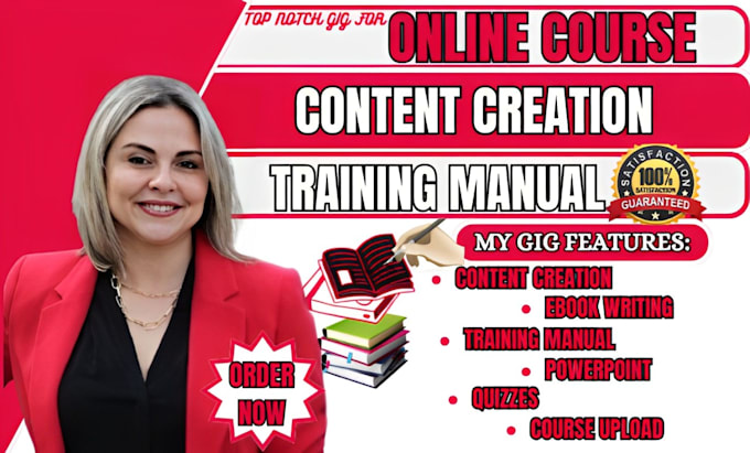 Gig Preview - Create online course content course creation training manual as course creator