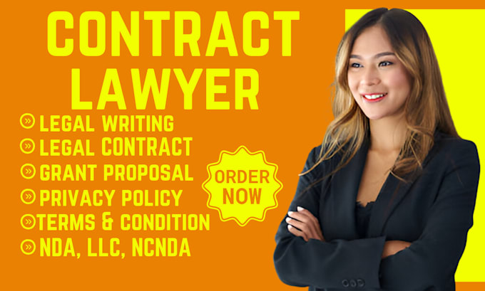 Gig Preview - Write your legal contract grant proposal privacy policy  nda llc ncnda