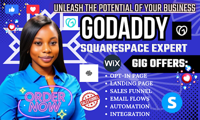 Gig Preview - Design godaddy, squarespace website, clone goddaddy webpage, shopify shop revamp