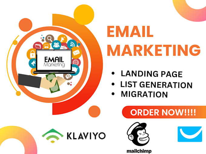 Gig Preview - Klaviyo landing page getresponse email marketing email leads mailchimp campaigns