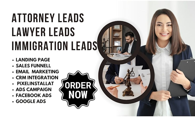 Gig Preview - Generate attorney leads lawyer leads immigration leads landing page sales funnel