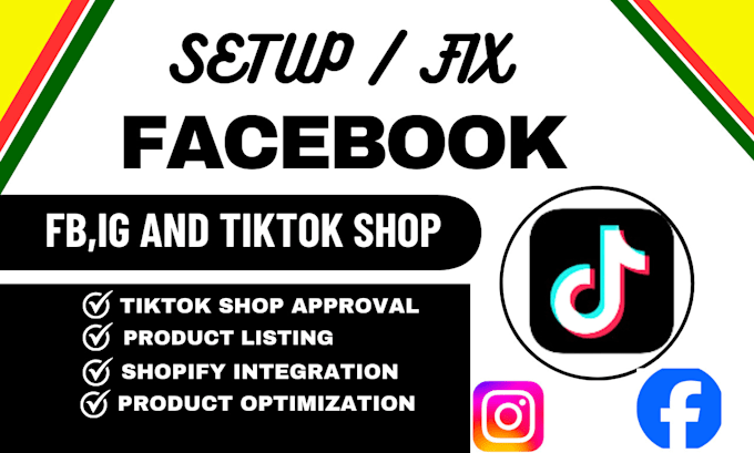 Gig Preview - Fix manage tiktok shop setup, usa tiktok shop dropshipping, setup tiktok ads