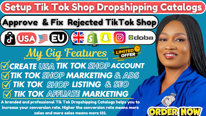 Gig Preview - Manage, setup tiktok shop, tiktok  ads, tiktok dropshipping, shopify marketing