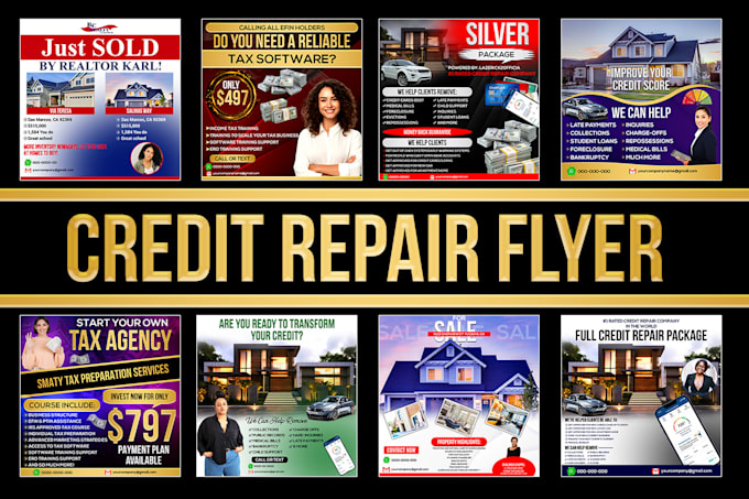 Gig Preview - Design unique credit repair flyer, tax flyer , instagram and real estate flyer